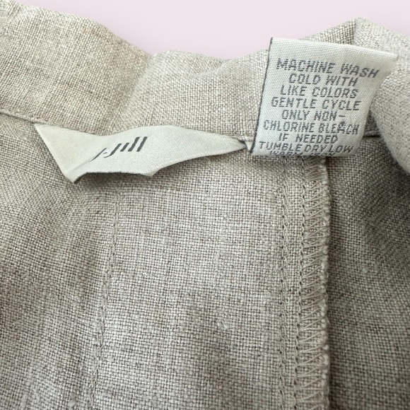 J. Jill Women’s 100% Linen Long Button Front Wheat Color Shirt Coat Size 6 Tall - Picture 8 of 14